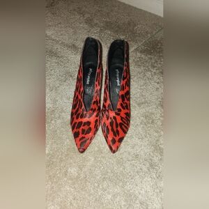 Jeffrey Campbell Red and Black Leopard Ankle Boots